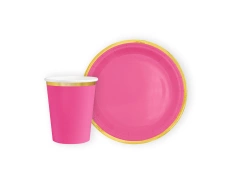 Set de hârtie roz cu margine aurie - 12 buc.