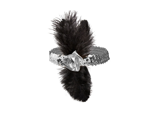 Bandă de argint Charleston cu flori și pene