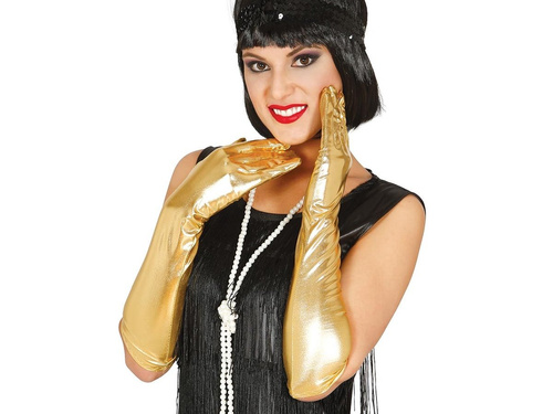 Mănuși de carnaval lungi aurii - 44 cm.