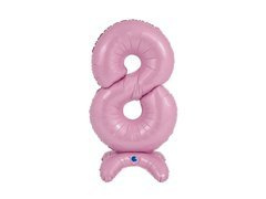 Balon din folie cu numărul 8 în picioare roz pastel - 64 cm - 1 buc.