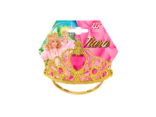 Tiară aurie cu bijuterii roz