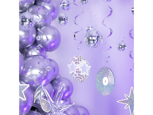 Decorațiune pandantiv Disco argintiu - 6 buc.