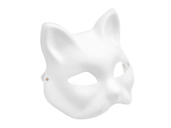Mască de hârtie albă DIY pisică - 10 buc.