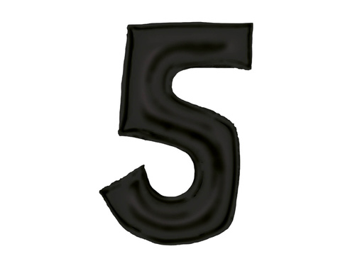 Balon din folie satinată numărul 5 negru - 86 cm - 1 buc.