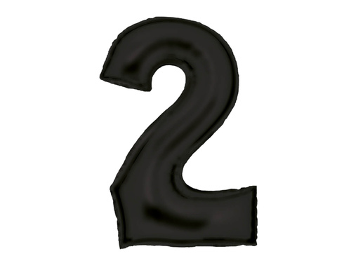 Balon din folie satinată numărul 2 negru - 86 cm - 1 buc.