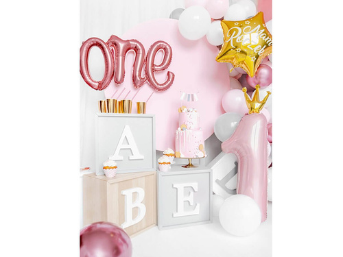 Balon din folie numărul 1 în coroană roz deschis - 90 cm - 1 buc.