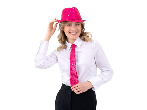 Cravată cu paiete - roz - 36 cm - 1 buc.