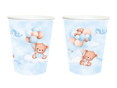 Pahare de hârtie Ursuleți Teddy cu baloane albastru - 250 ml - 6 buc.