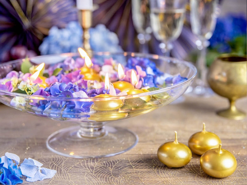 Lumânare cu disc plutitor metalizat, 40 mm, aurie