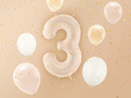 Balon din folie numărul 3 bej închis - 72 cm - 1 buc.