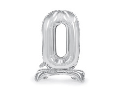 Balon din folie în picioare numărul 0 argintiu - 70 cm