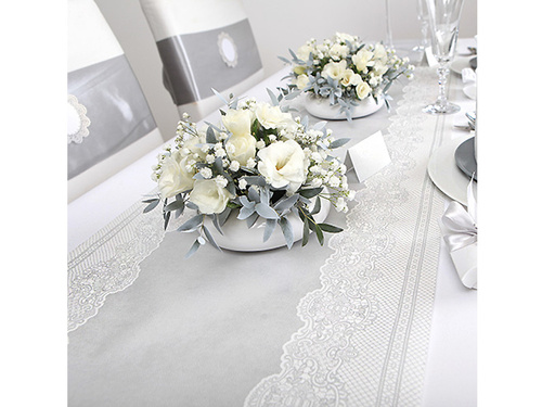 Pânză de masă decorată cu model argintiu - 40 cm x 5 m - 1 buc.