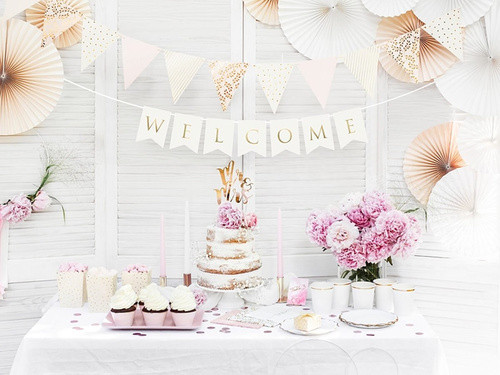 Banner de bun venit, alb - 95 cm - 1 buc.