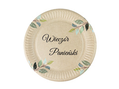 Farfurii Kraft pentru petrecerea burlăcițelor cu frunze verzi - 18 cm - 6 buc.