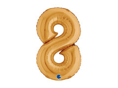 Balon din folie numărul 8 auriu - 14" - 1 buc.