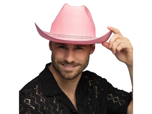Pălărie de cowboy cu zirconii roz - 1 buc.