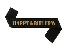 Eșarfă aniversare fericită negru - 1 buc.
