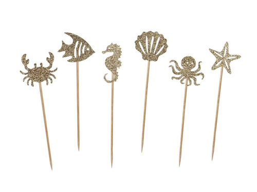 Colectoare aurite cu sclipici Lumea subacvatică - 6 buc.