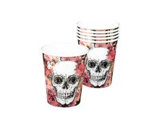 Pahare de hârtie Halloween Mexican Skull - 210ml 10pcs