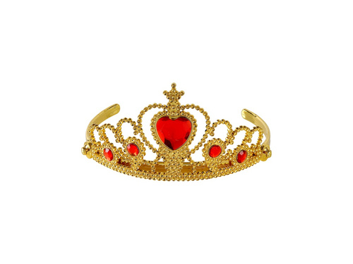 Tiară aurie cu bijuterii roșii