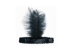 Bentiță retro cu pană neagră - 1 buc.