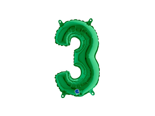 Balon din folie numărul 3 verde - 36 cm - 1 buc.
