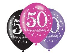 Baloane imprimate "50" - 28 cm - 6 buc.