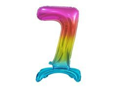 Balon vertical din folie cu numărul 7 curcubeu - 38 cm