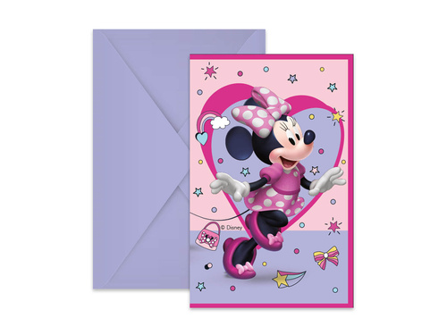 Invitații aniversare Minnie Mouse - 6 buc.