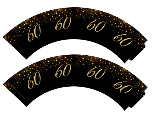 Garnituri strălucitoare pentru cupcakes pentru aniversarea a șaizeci de ani - 6 buc.