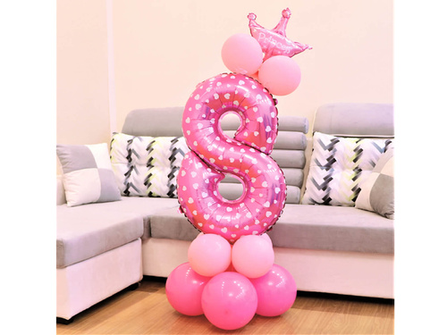 Set de baloane cu numărul opt roz - 15 buc.