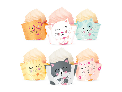 Folii pentru cupcakes Cats - 6 buc.