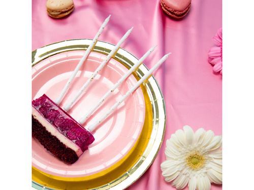 Lumânări lungi albe și aurii - 15 cm - 8 buc.