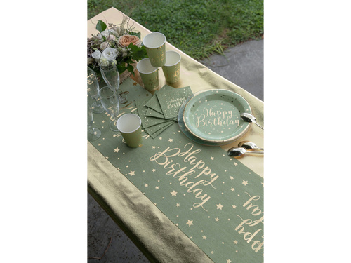 Runner de măsline Happy Birthday - 28 cm x 3 m - 1 buc.