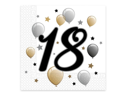 Șervețele pentru a optsprezecea aniversare - 33 cm - 20 buc.