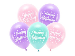 Set baloane latex roz Happy Birthday - 26 cm - 5 buc.