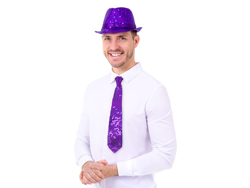 Cravată cu paiete - violet - 36 cm - 1 buc.