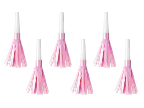 Fluierături de trompetă roz iridescent - 6 buc