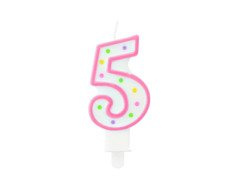 Lumânare număr cinci cu puncte - 1 buc.
