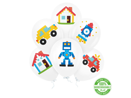 Baloane din latex Blocuri - 30 cm - 6 buc.