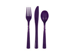 Tacâmuri din plastic violet - 18 buc.