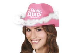 Party Girls pălărie de cowboy cu blană roz - 1 buc.