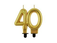 Lumânare metalică aurie pentru aniversarea a 40 de ani - 1 buc.