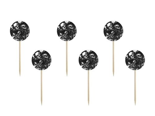 Set decorațiuni pentru prăjituri Spooky Skulls - 12 buc.