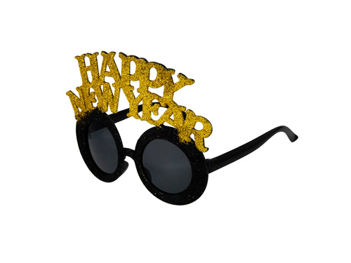 Ochelari Happy New Year în negru și auriu - 1 buc.
