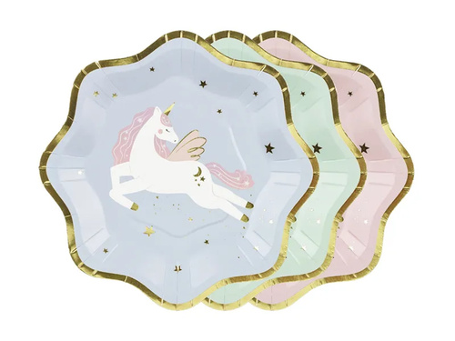 Farfurii aniversare unicorn - 18 cm - 6 buc.