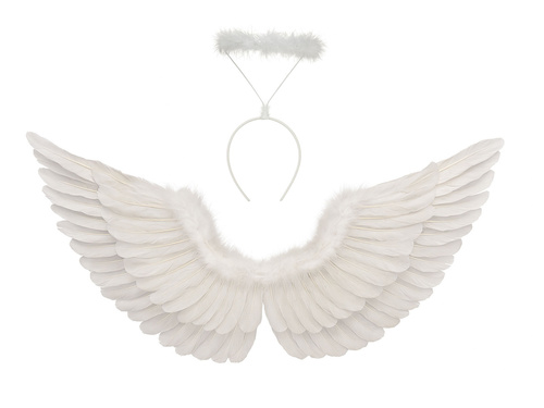 Set de aripi de înger alb 68 x 33 cm și Aureole
