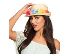 Pălărie hawaiiană din paie cu flori - 1 buc.