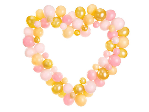 Ghirlandă cu baloane aurii roz cu cadru de inimă - 104 elemente