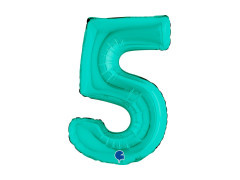 Balon din folie numărul 5 turcoaz - 14" - 1 buc.